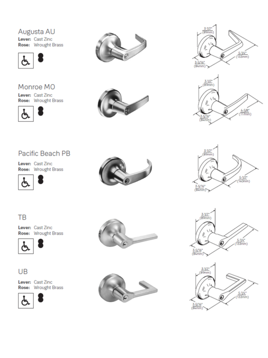 4700LN Series Grade 1 Certified Cylindrical Lever Locks